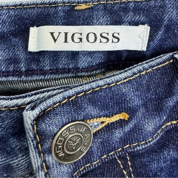 Vigoss Stevie Crop Straight Leg Jeans Sz 28 Blue Vintage Wash Patch Pocket 30x26 - Picture 7 of 9